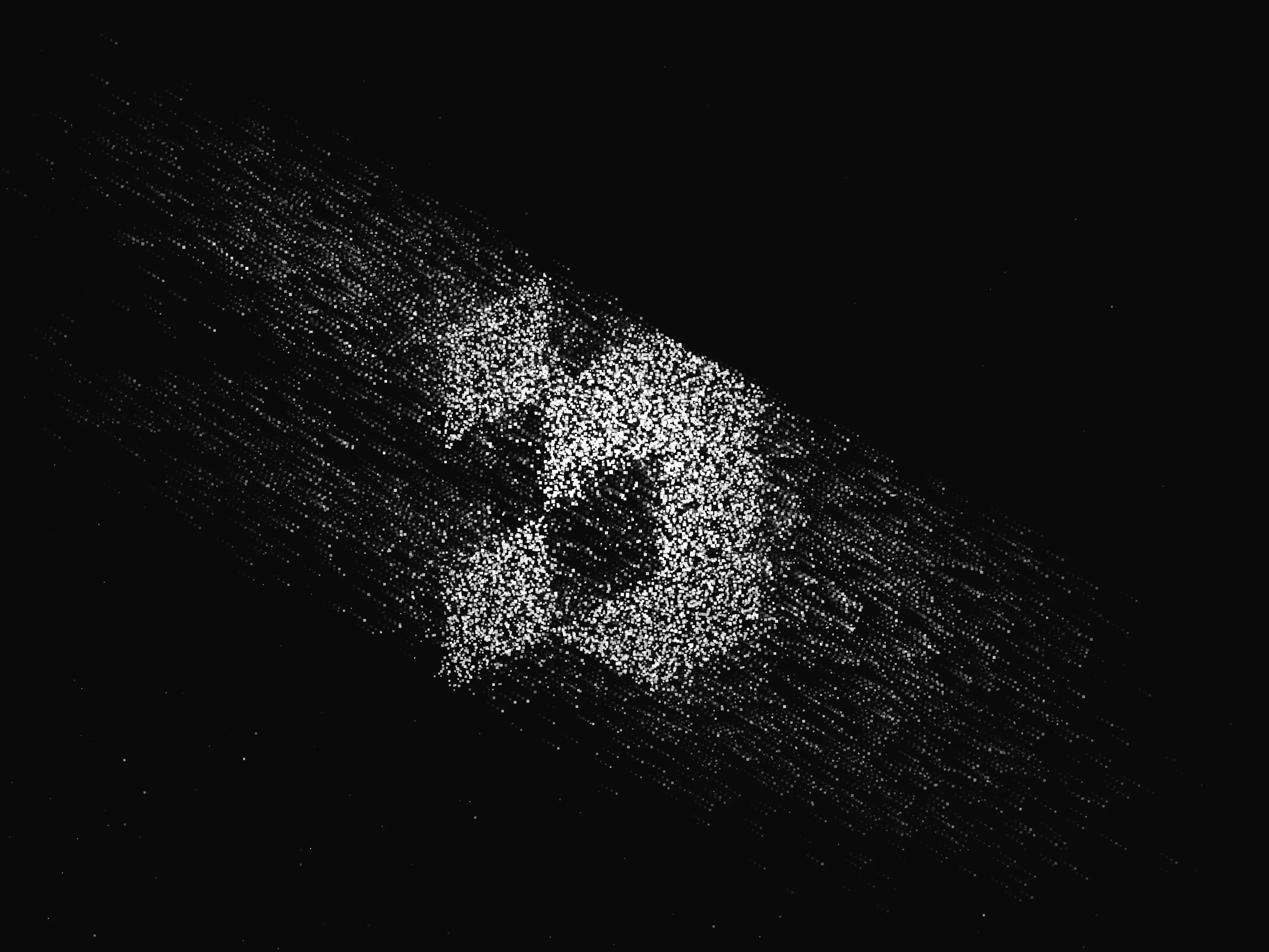 Under the pointer the particles are pulled into their slots and the mark reads