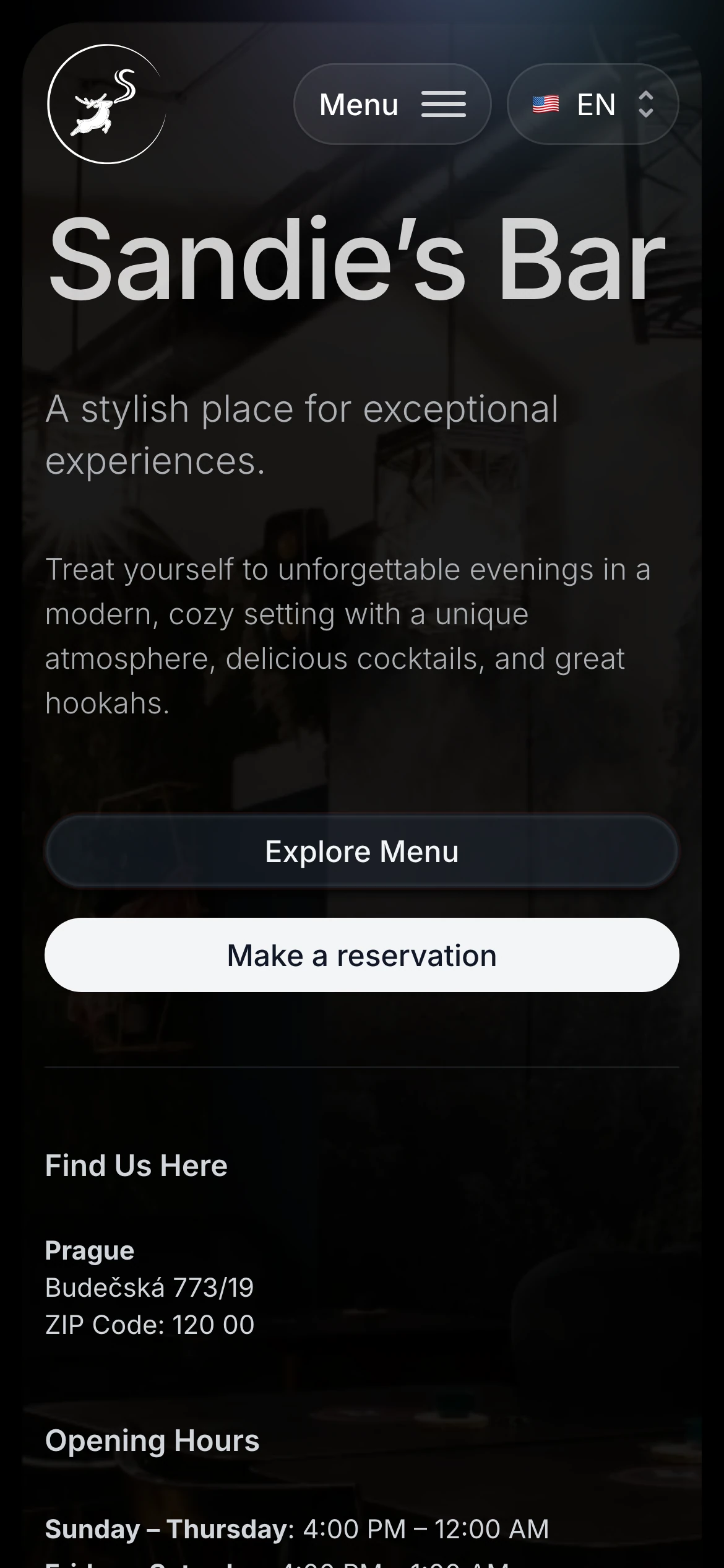 Homepage hero on a phone