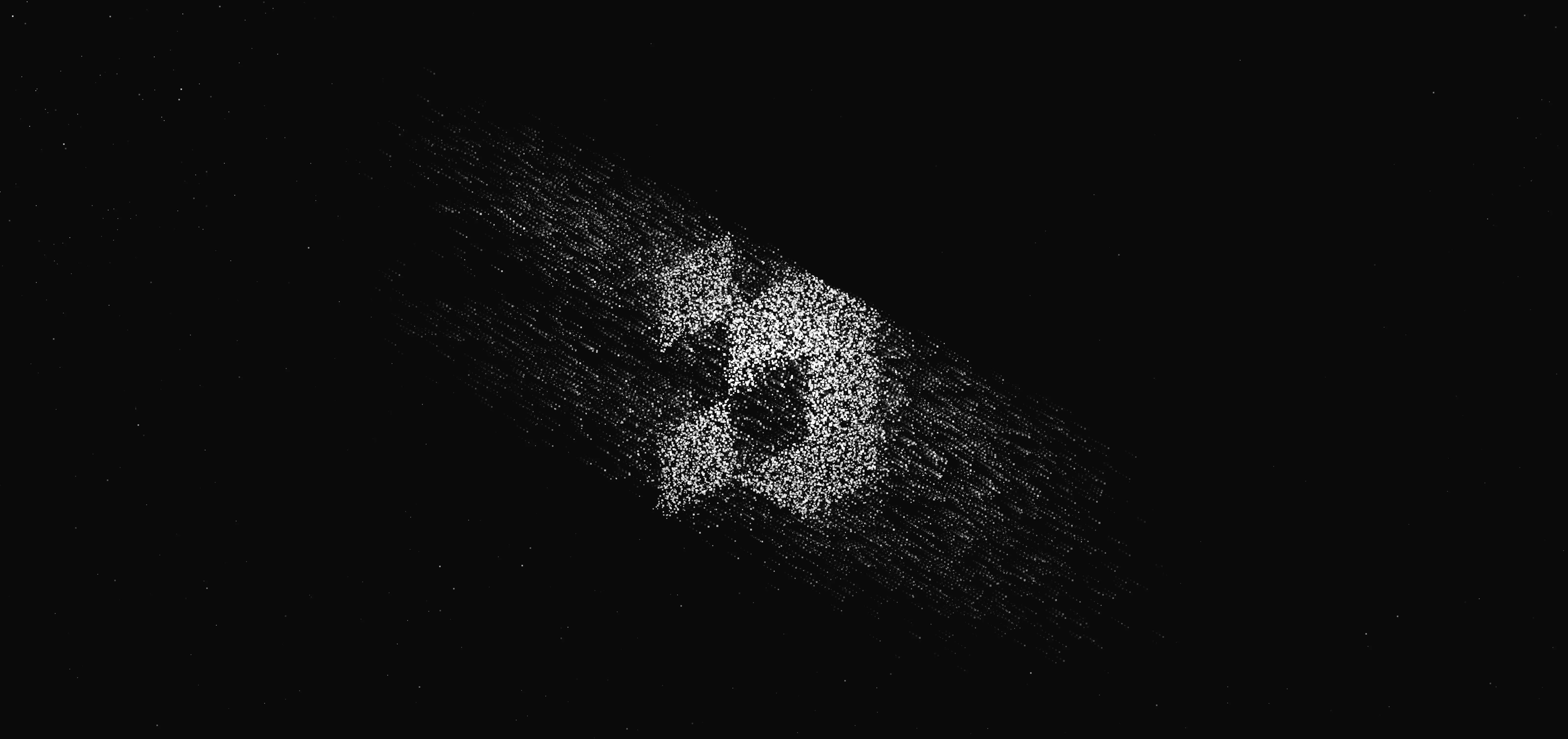 The mark pulled together out of drifting particles under the pointer